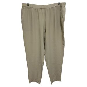 Eileen Fisher Silk Georgette Crepe Slouchy Ankle Pants Bone Beige XL NWT $258